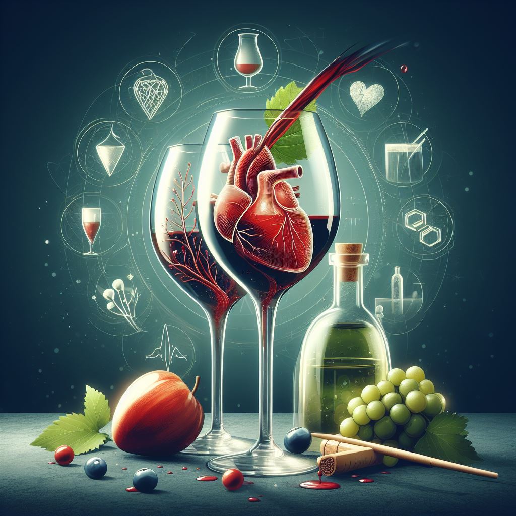 Illustration verre de vin et cœur.